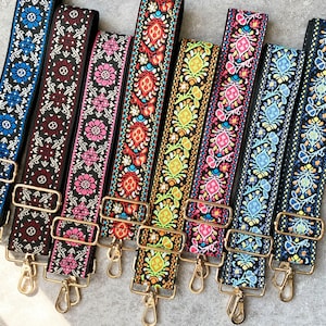 Embroidered Guitar Strap • Adjustable Purse Strap in 2023