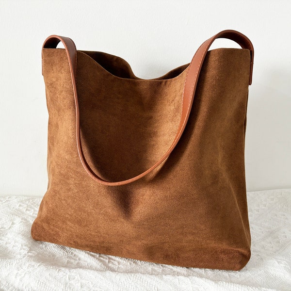 sac fourre-tout en daim vintage pour femmes, grand sac à bandoulière slouchy, sac à main décontracté, sac à provisions quotidien, sac de travail, cadeau d’anniversaire pour fille/mère