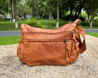 Sac à bandoulière en cuir vintage pour femme, sac à bandoulière en cuir souple, pochette en cuir, sac cartable en cuir, sac messager, cadeau pour elle