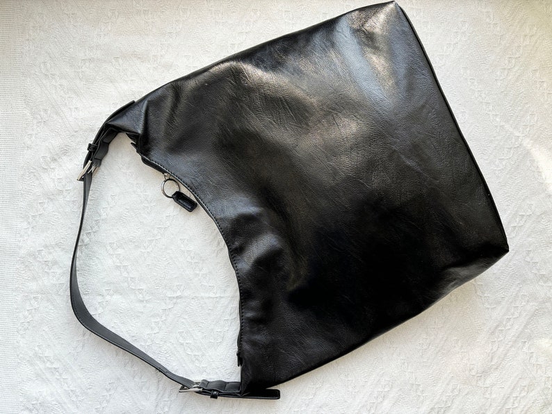 Soft Leather Tote Bag for Women, Vegan Leather Hobo Shoulder Bag, Leather Slouchy Handbag, Leather Work Shopper Bag, Birthday Gift for Girl zdjęcie 4