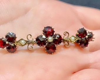 Vintage Handcrafted Antique Garnet Brooch