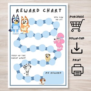 Bluey Belohnungstabelle, Chore Chart, Verhaltenstabelle, digitaler Download, Sofort-Download, Sticker-Chart