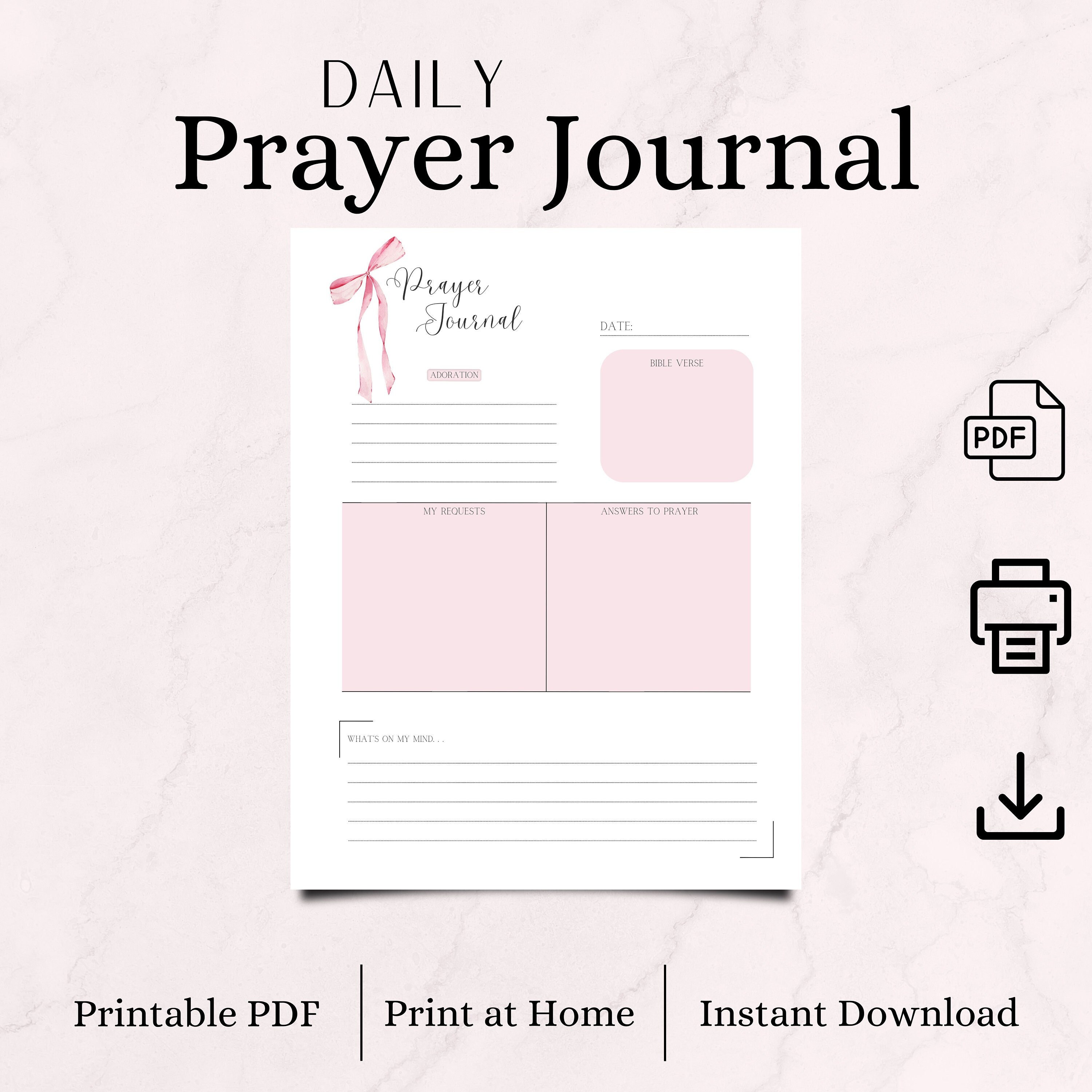 Darling Pink Bow Daily Prayer Journal | Printable | Digital Download ...