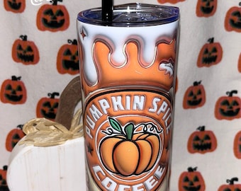 Pumpkin Spice Coffee | Stainless Steel Tumbler | Halloween Cup | Iced Coffee Cup | Beer Can Glass | Spooky | 20oz