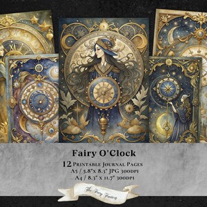 Celestial Fairy Time Goddess 12 pagine di diario, carta stampabile, diario spazzatura, effimere, scrapbooking, foglio collage jpg clipart jpeg