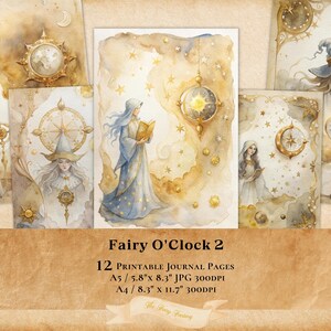 Celestial Fairy Time Goddess 12 pagine di diario, carta stampabile, diario spazzatura, effimere, scrapbooking, foglio collage jpg clipart jpeg