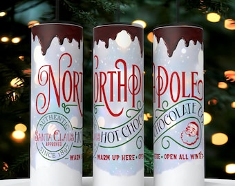 North Pole Hot Chocolate Co Tumbler, North Pole Hot Chocolate Co, Christmas Tumbler, Drip Tumbler, 20oz Tumbler