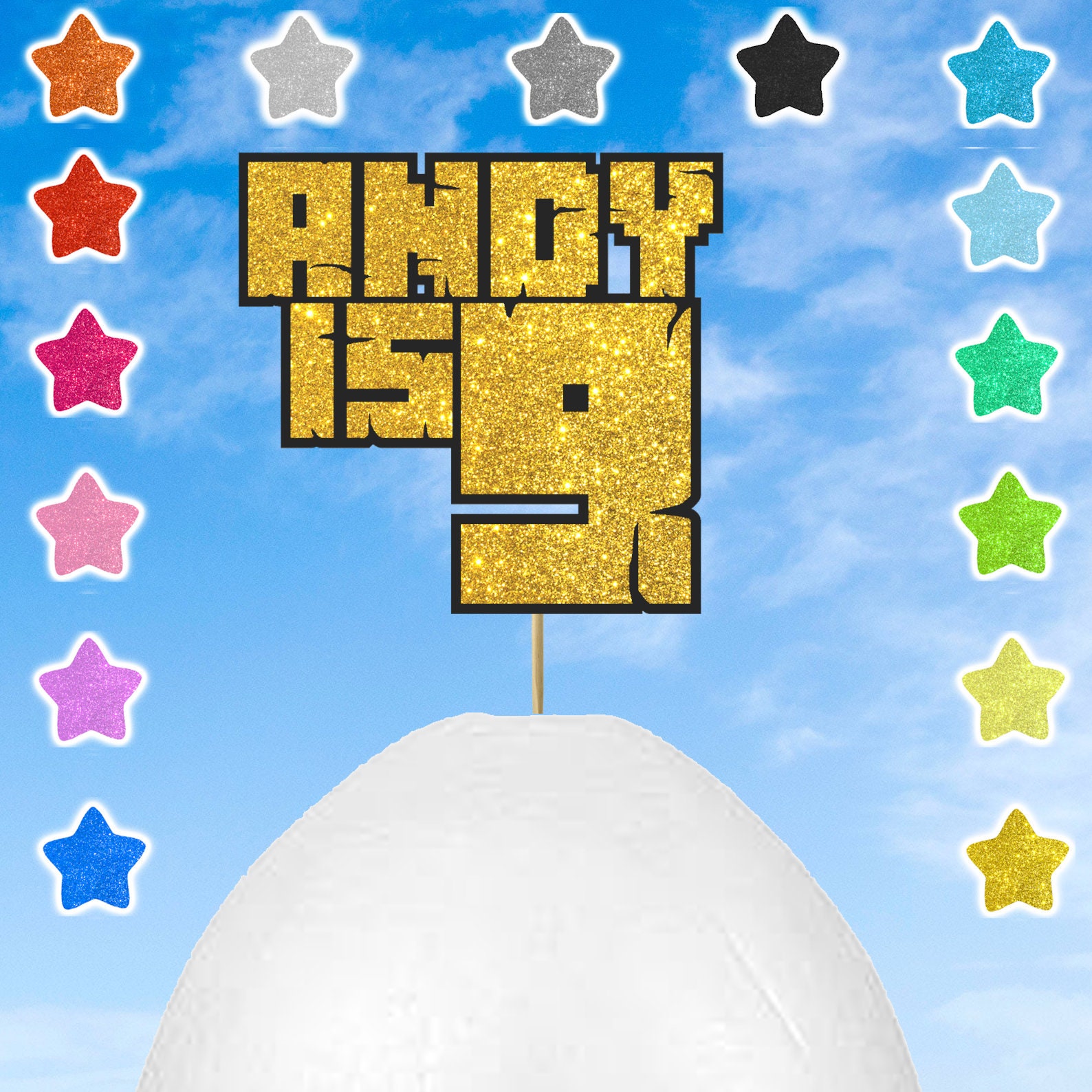 Custom Color Pixel Cake Topper