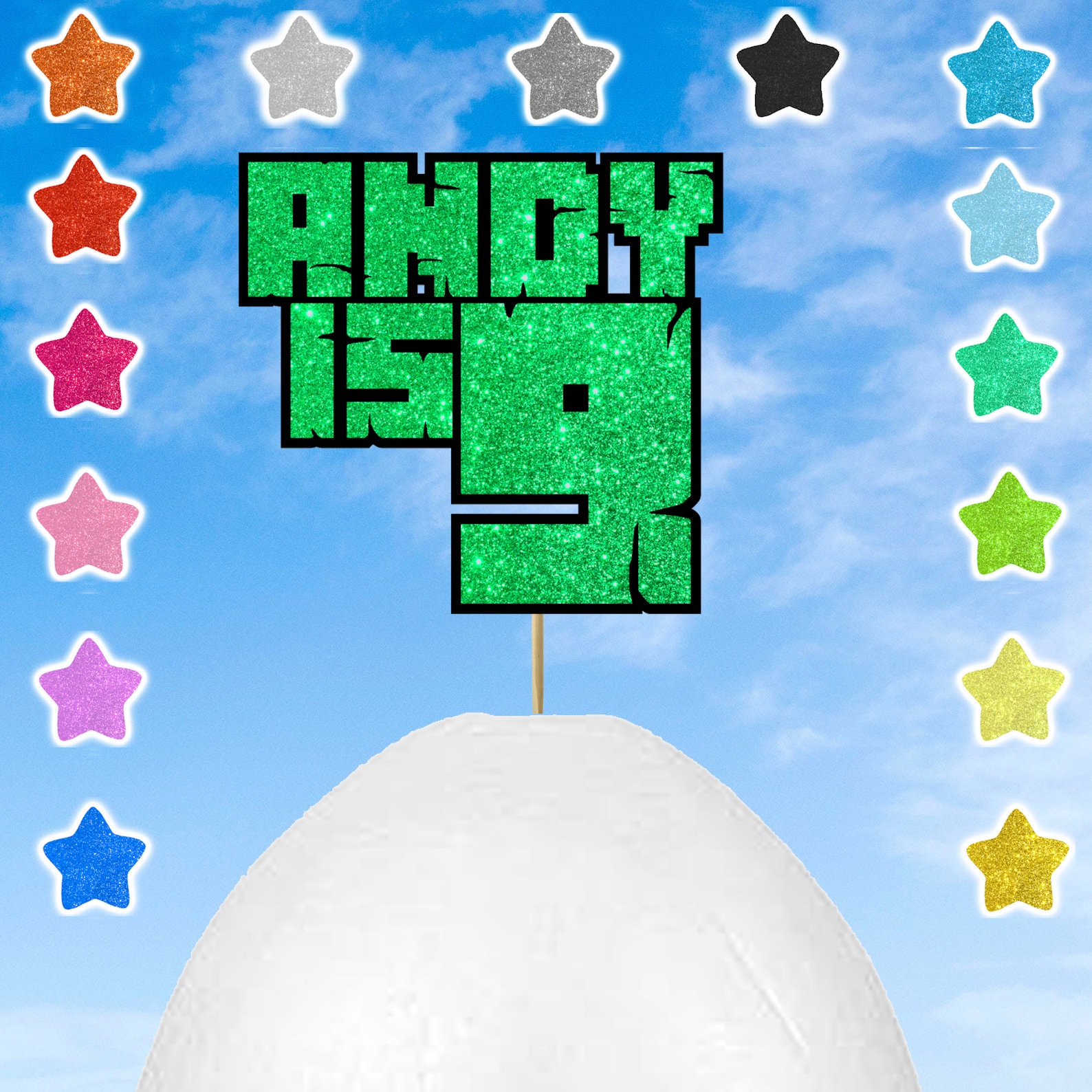 Custom Color Pixel Cake Topper