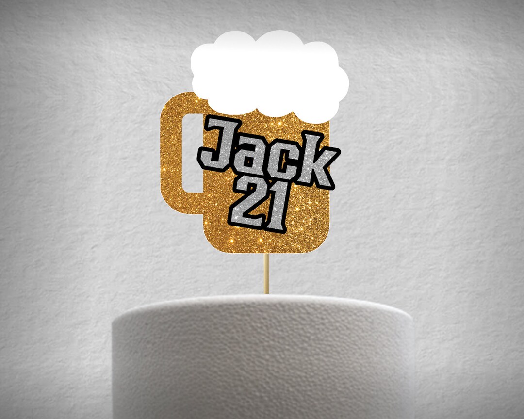 Fun Beer Birthday Cake Topper | Custom Name and Age Cake Topper. - Etsy