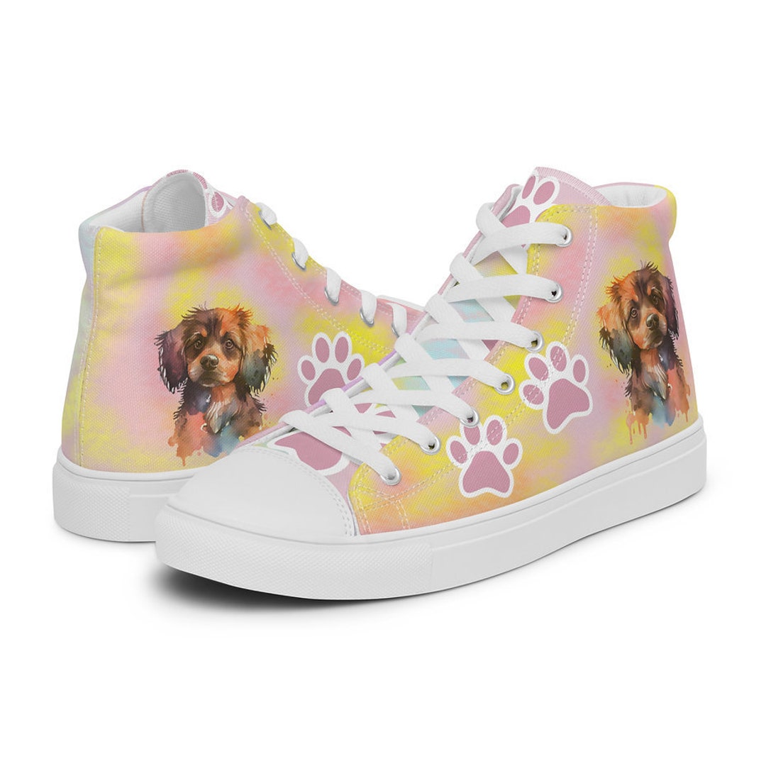 Dog Jack Russell Pattern Print Men Women's High Top Shoes
