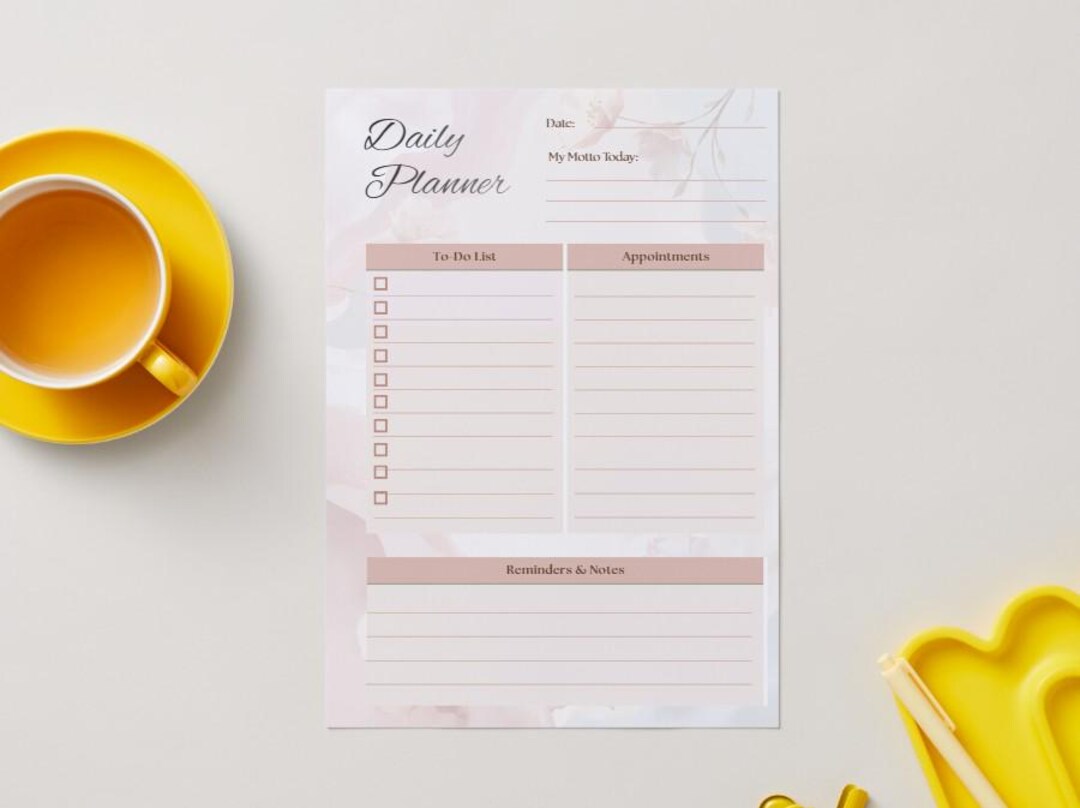 Pastel Floral Daily Planner Printable, Feminine Schedule Organizer (A4 ...
