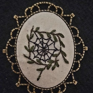 Embroidered Twig and Spiderweb Necklace Style 2