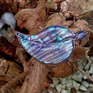 Abalone Leaf Brooch, Mexico Alpaca Vintage Shell Brooch