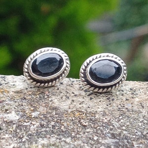 Schwarzer Onyx Silber Ohrstecker