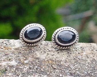 Black Onyx Silver Stud Earrings