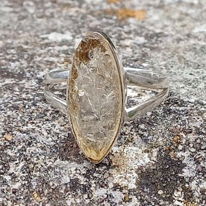 Vintage Unpolished Citrine Ring, Silver Statement Ring