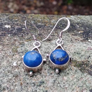 Vintage Lapis Lazuli Sterling Silver Dangle Earrings