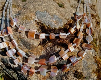 Vintage mother of pearl necklace, Delicate summer jewellery