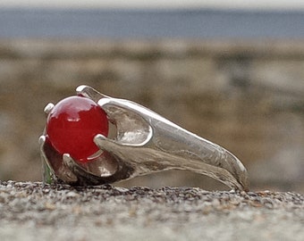 Vintage Carnelian Ring, Silver Statement Ring