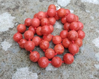 collier vintage en corail rouge, cadeau pour elle, bijoux vintage en pierres précieuses
