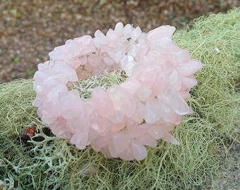 Bracciale vintage in quarzo rosa, bracciale con pietre preziose naturali