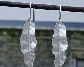 Silver Leaf Earrings, Dangle Earrings, Nature inspired