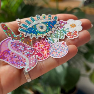 Lot de 5 Stickers Holographiques au choix, Déco pour Ordinateur, Autocollant pour téléphone, Vinyle pailleté, Stickers étanches