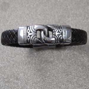 Braided Leather and Stainless Steel Bracelet