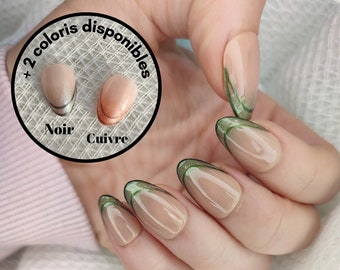 Handmade, reusable and customizable “Press On” nails. Double French gradient pattern. 3 colors available.