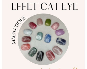 Handmade, reusable and customizable Press On nails. Magnetic Cat eye model.