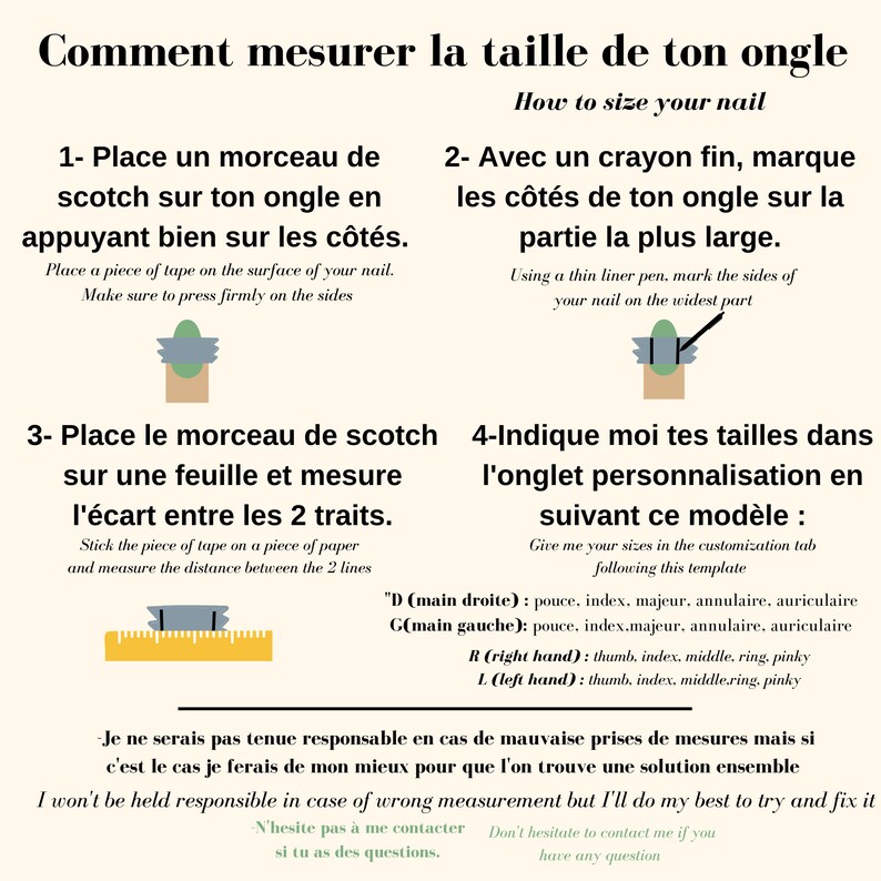 Ongles press on faits main, réutilisables et personnalisables effet miroir image 9