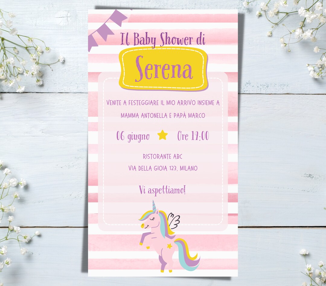 Unicorn Baby Shower Digital Invitation for Download Etsy