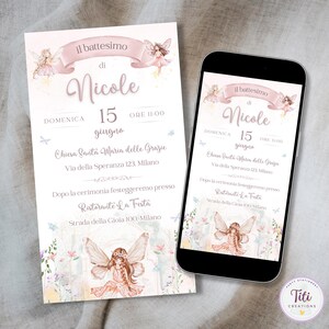 Invito digitale personalizzato Giardino delle Fate - Fatine Fiabe per Battesimo Comunione Cresima Compleanno per download Invito Whatsapp