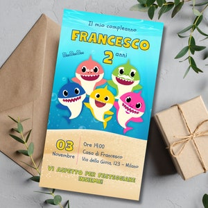 Personalized Digital Invitation Baby Shark Sharks for Birthday, Baptism - Whatsapp Invitation - Electronic Invitation