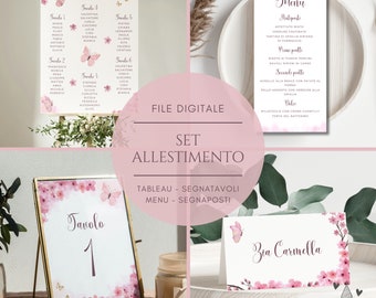 Set allestimento - Tableau, Segnatavoli, Segnaposti/Segnagusti e Menu personalizzati - File Digitale