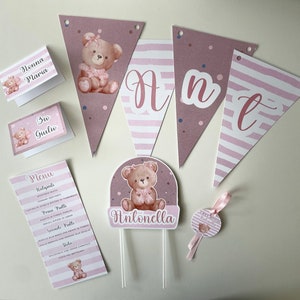 Party Kit Orsetto Rosa - Set Allestimento battesimo/compleanno personalizzato