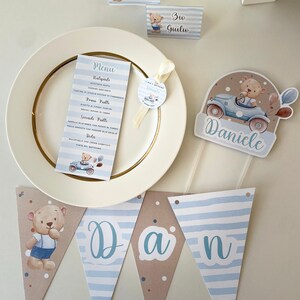 Party Kit Orsetto Blu - Set Allestimento battesimo/compleanno personalizzato