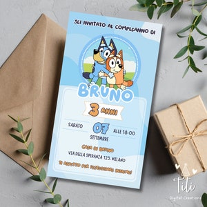 Invito digitale Compleanno Bluey per download - invito whatsapp