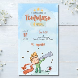 Invito digitale personalizzato per Compleanno Battesimo Comunione Cresima Piccolo Principe per download - Invito Whatsapp