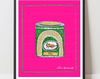 Lion Golden Syrup Print | 5x7 | A5 | 8x10 | A4 | A3 | Hand Drawn Print | Golden Syrup Print | Kitchen Wall Art with Gold Detail |
