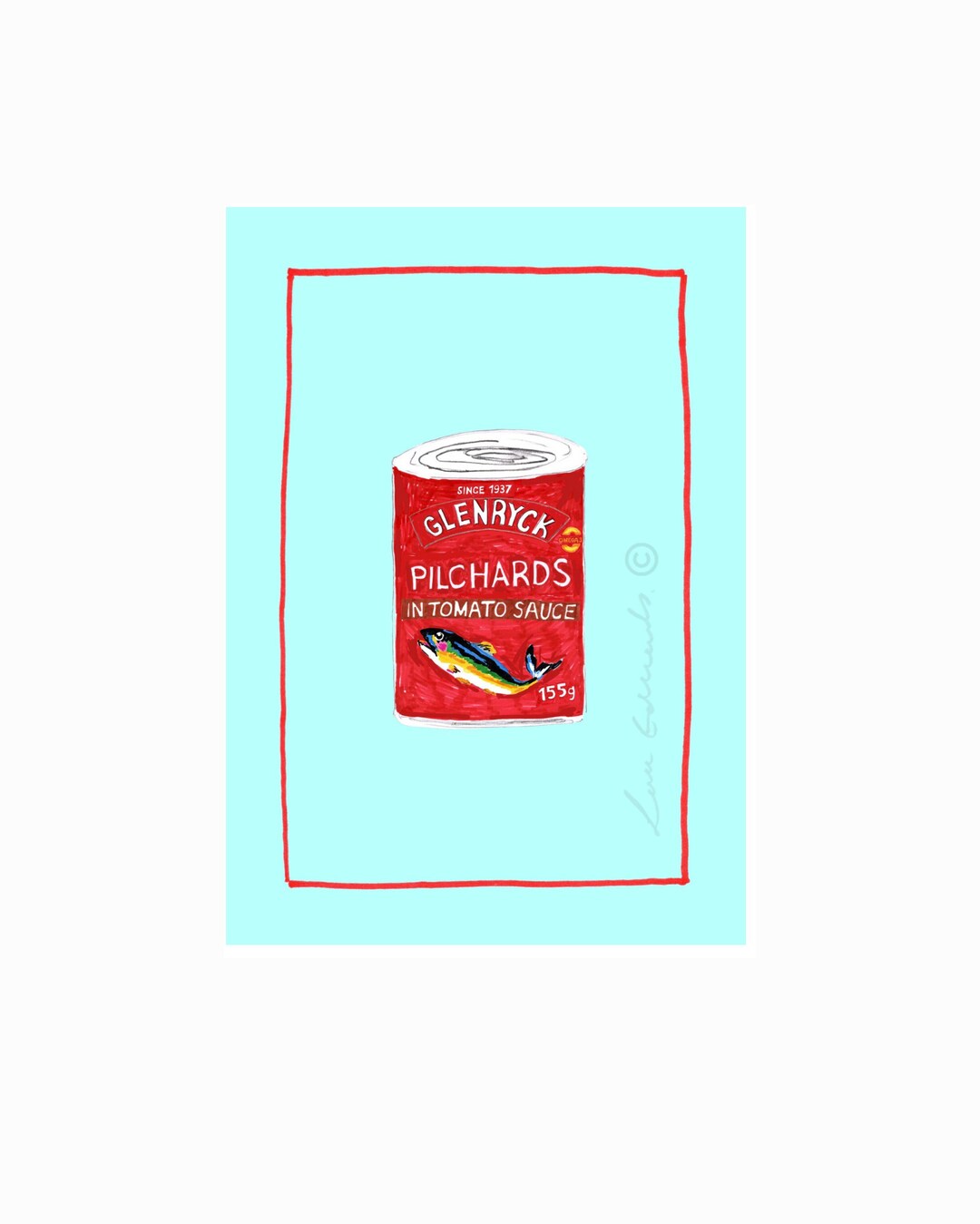 Glenryck Pilchards in Tomato Sauce Print Hand Drawn 5x7 Etsy