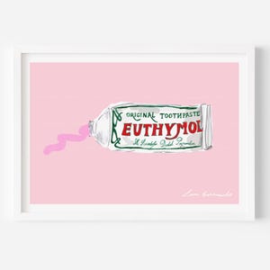 Euthymol Pink Zahnpasta Druck | 20x15 | DIN A5 | 20x20 | DIN A4 | DIN A3 | Zahnpasta | Zahnpasta Tube | Kunst für Badezimmer |