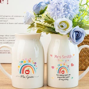 Personalized Teacher Vase, Thank You for Helping Me Grow Ceramic Vase, Teacher Appreciation Gift, Teaching Assistant, Thank You Gift for Her