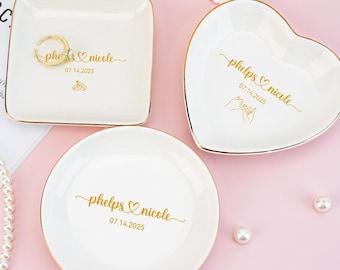 Personalized Wedding Gift for Her, Simple Ring Dish, Bridal Shower Gift, Anniversary Gift, Bridesmaid Gift, Engagement Gift, Couples Gift