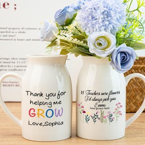 Teacher Appreciation Gift, Ceramic Flower Vase Gift For Teachers, Personalized Teacher Vase Gift, Thank you Teacher Gift, Gift for Her, T.A.