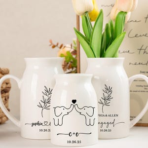 Personalized Ceramic Wedding Vase: Engraved Bridal Shower Gift