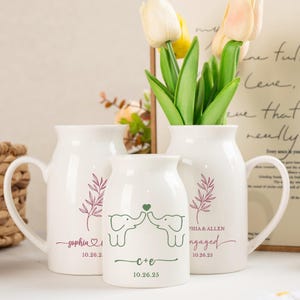 Personalized Engagement Ceramic Flower Vase,Custom Wedding Vase,Gift for Newlyweds,Engagement Gift,Anniversary Gift,10th Anniversary Gift