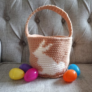 Crochet Easter basket PATTERN - bunny basket crochet pattern - tapestry crochet - bunny basket - crochet basket - pdf pattern
