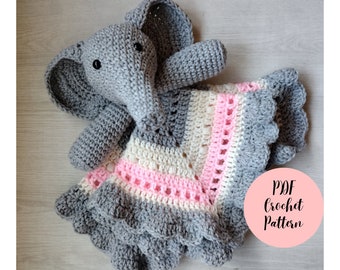 Crochet Elephant Lovey Blanket PATTERN: Snuggler Buddy (PDF Pattern)